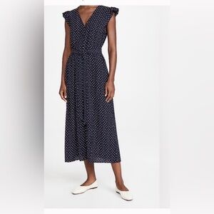 AYR Navy and White Polka Dot Maxi Dress